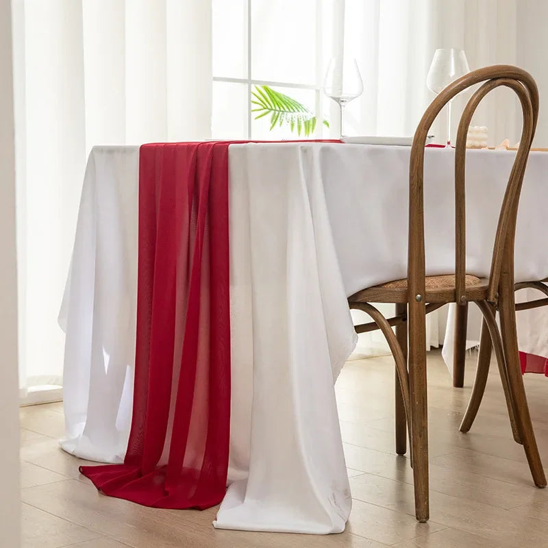 Beautiful Soft Chiffon Table Runner Tablecloth Wedding Bridal Party Home Decor Chair Sash Party Decoration Banquet Supplies 1pc