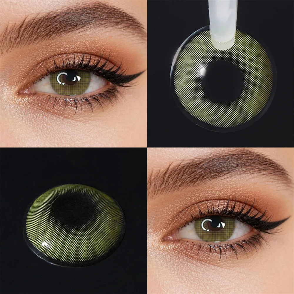 Eyes Contacts Colored Contact Lenses Lens Small Pupil Enlarging Beauty Cosmetics Blue Grey Daily 14.2mm 2Pcs 1 Year