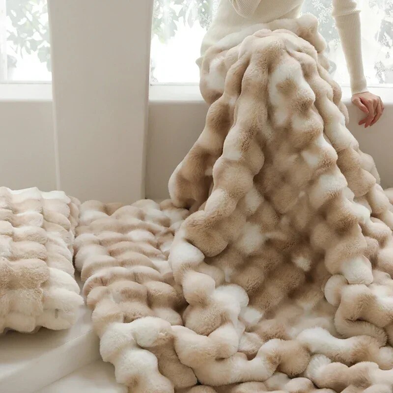 Tuscan Imitation Fur Blanket for Winter Luxury Warmth Super Comfortable Blankets for Beds High-end Warm Winter Blanket for Sofa