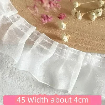 White Lace Lace Ribbons Accessories Lace Trim Handmade DIY Extended Clothes Pleated Sewing Decorative Fabric Skirt Hem Fabric