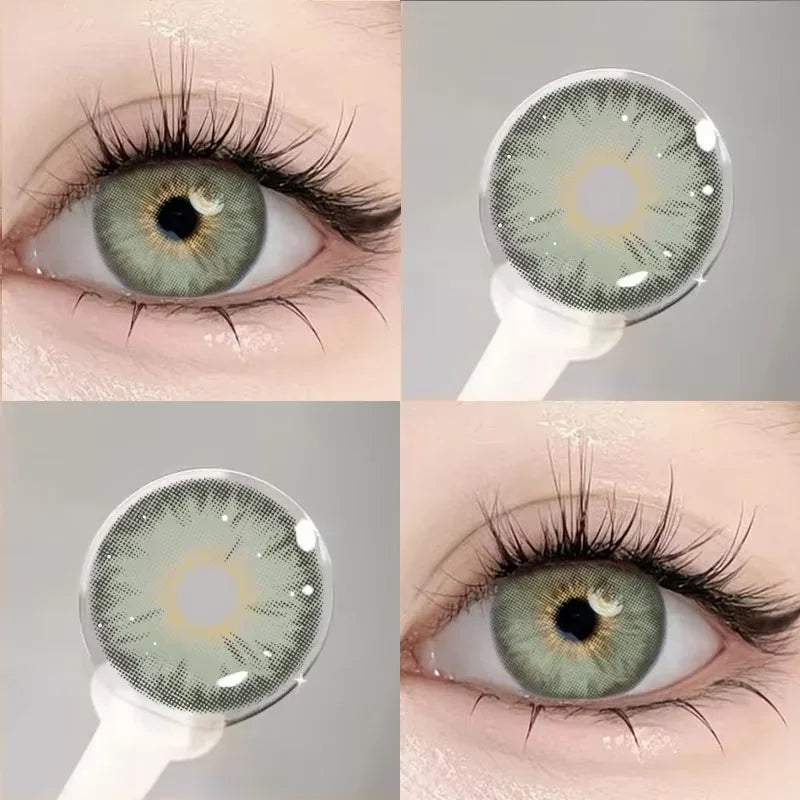 1Pair Colored Lenses for Eyes with diopters Green Lenses Korean Beauty Natural Grey Pupils Lens Make up Fast Shipping