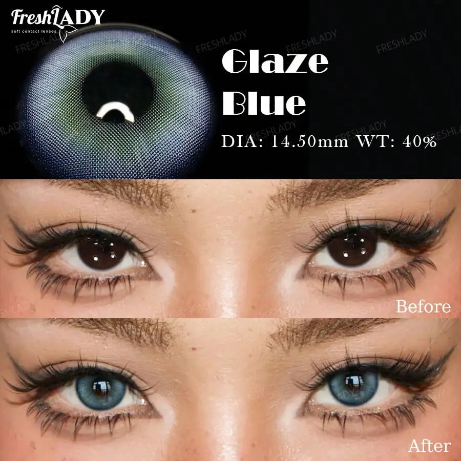 2pcs Glaze Series Colored Contact Lenses Natural Brown Pupils Blue Eyes Lenses Gray Soft Contact Lenses 14.50mm Yearly