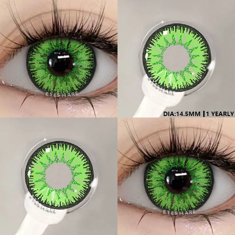 2pcs Coloured Contact Lenses for Eyes Cosplay Contact Lense Blue Contacts Gray Pupils Green Eye Lens Anime Cosplay Lens