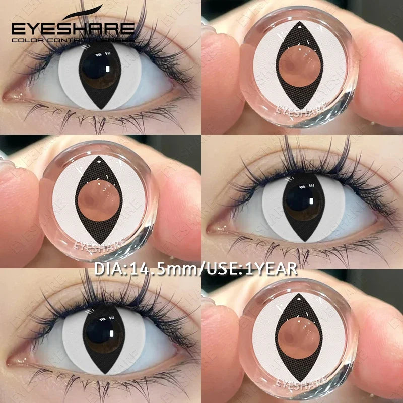 EYESHARE 1Pair Cosplay White Lenses Halloween Color Contact Lenses Red Eye Makeup Lenses Crazy Contact Lenses Black Eyes Lens