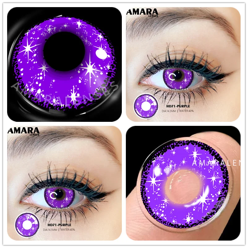 Yellow Contact Lenses for Eyes 2pcs Anime Cosplay Colored Lenses Purple Crazy Halloween Lenses Contact Lens Beauty Makeup