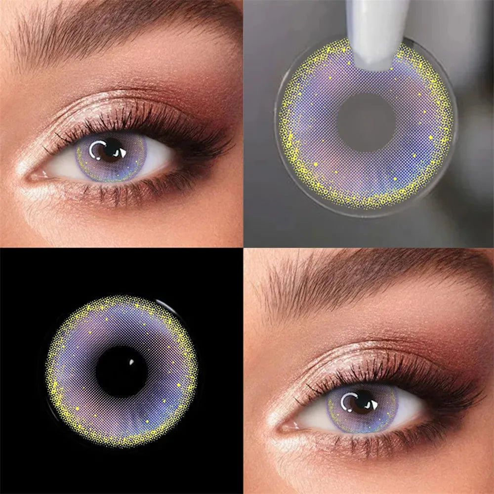 Eyes Color Contacts Colored Contact Lenses Lens Small Pupil Cosmetic Cosplay Blue 2Pcs 12 Months 1 Year Yearly Use