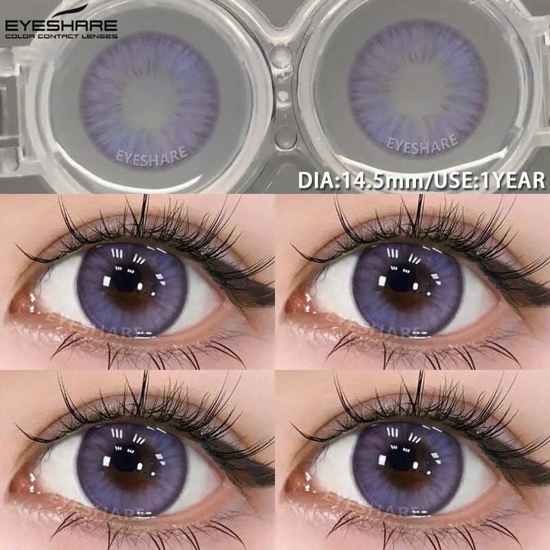 1 Pair Colored Contact Lenses Pink Contact Lenses Purple Fashion Makeup Contact Lenses Eye Cosplay Lenses Yearly Use