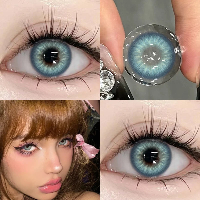 1Pair Yearly  Colored Contact Lenses for Eyes Gray Pupils Lens Fashion Blue Eye Contacts Brown Lenses With Degree