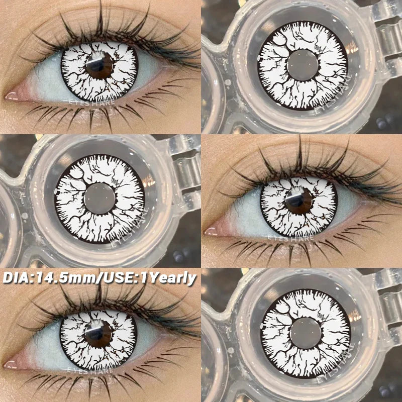 Crazy Halloween Cosplay Anime white Color Contact Lenses for Eyes red Beauty Pupils Role Playing Party Yearly use