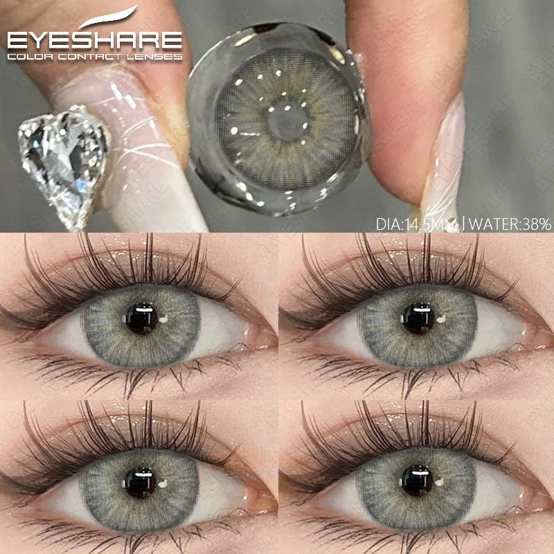 1pair Fashion Color Contact Lenses for Eyes Natural Brown Eyes Contacts Lenses Colorful Makeup Gray Eyes Lenses Yearly
