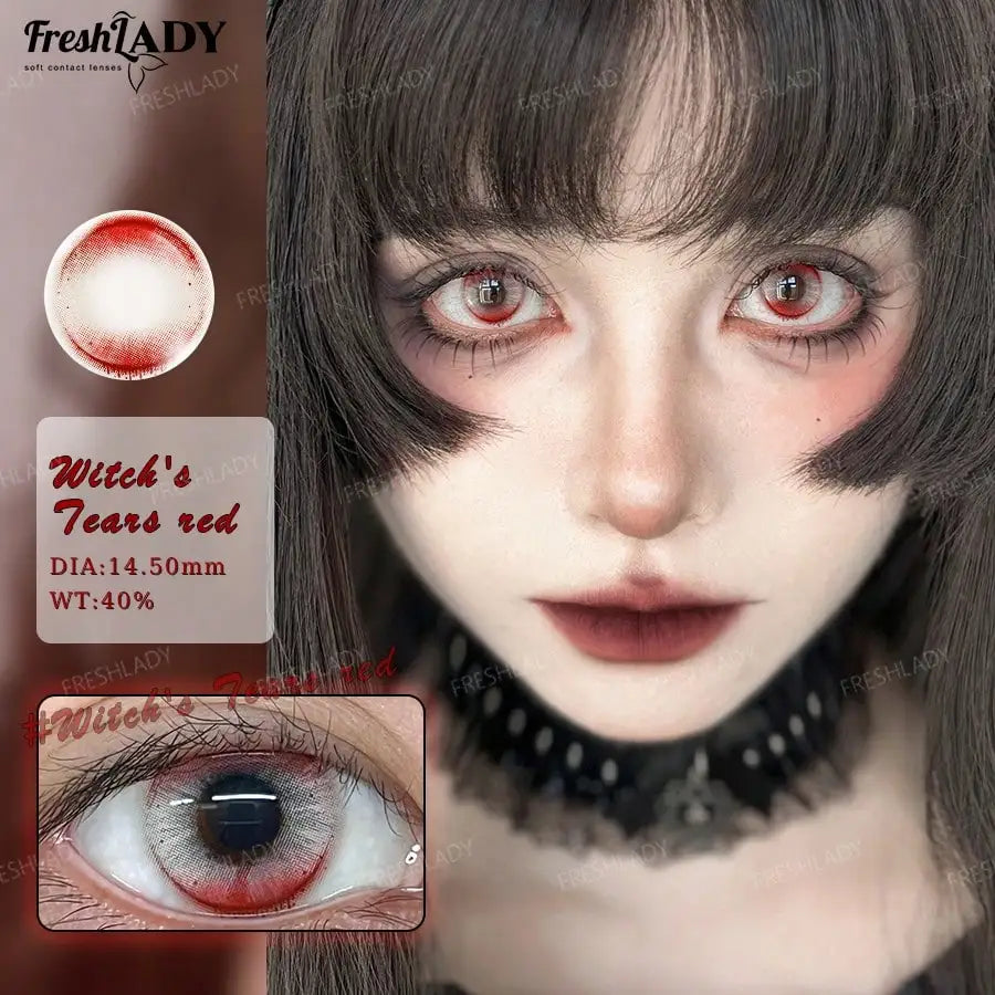 1 Pair Cosplay Color Contact Lenses Crazy Red Anime Contact Lenses For Halloween Role Play Party Cosmetic Holidays
