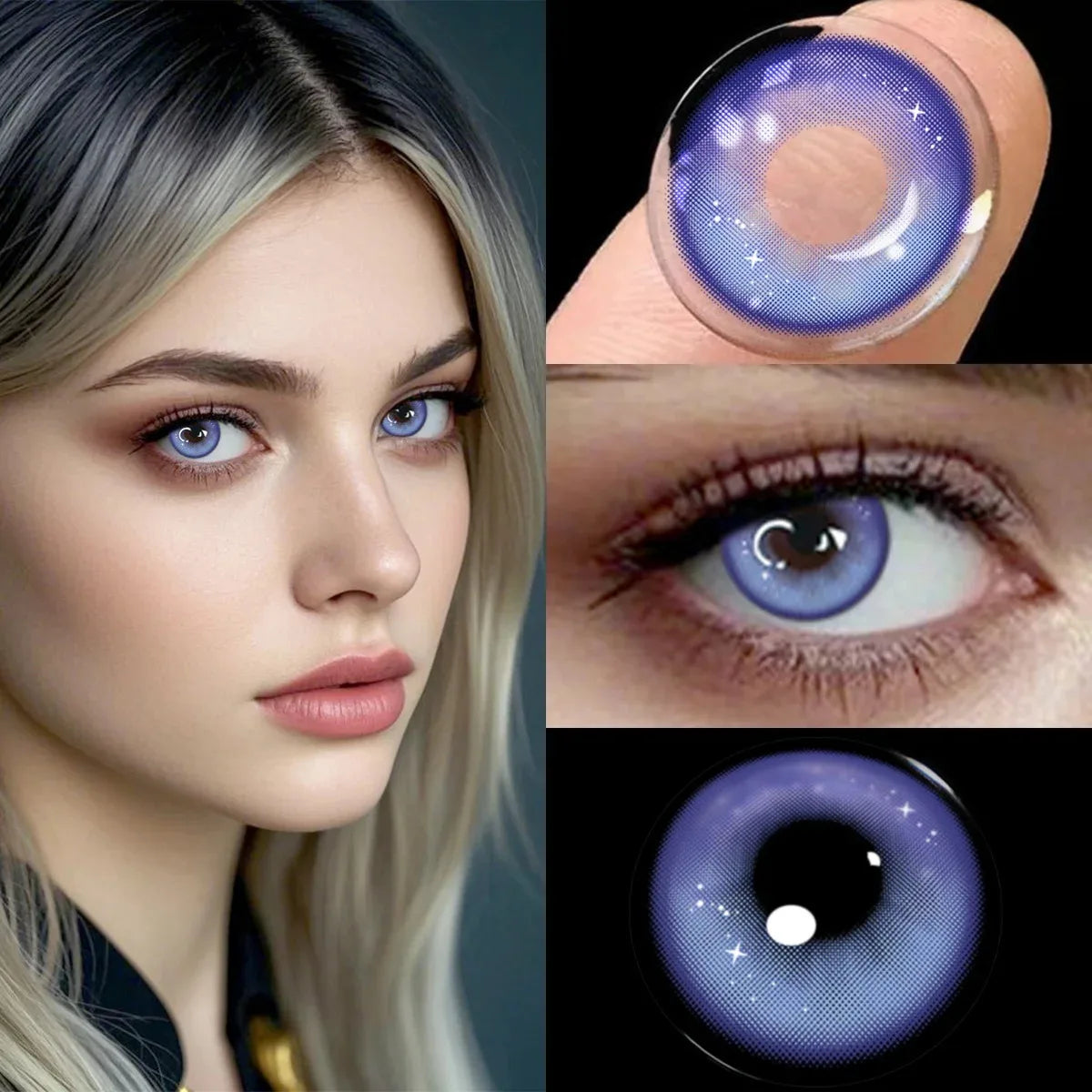 Eyes Color Contacts Colored Contact Lenses Lens Small Pupil Enlarge Beauty Violet 14.2mm 2Pcs 6 Months Half Year Use