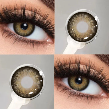 1pair Big Eyes New Colorld Contact Lenses for Eyes Super Natural Brown Eyes Gray Beautiful Black Pupils 14.5mm Lenses