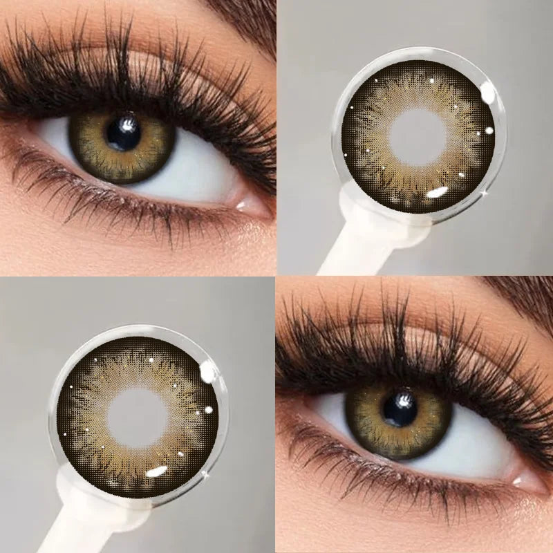 1pair Big Eyes New Colorld Contact Lenses for Eyes Super Natural Brown Eyes Gray Beautiful Black Pupils 14.5mm Lenses