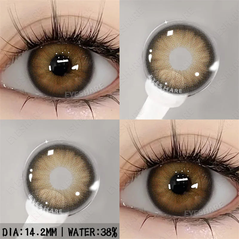 Ikeehome  2Pcs Color Contact Lenses with Eyes Natural Blue Contact Lenses Brown Pupils Beauty Gray Lenses Yearly Green Contacts