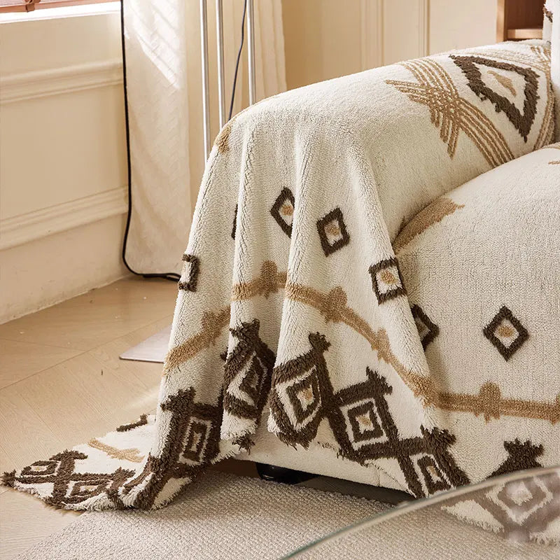 1PC-Bohemian style pet friendly sofa throw cover, scratch resistant, suitable for neutral living rooms, cat and dog friendly