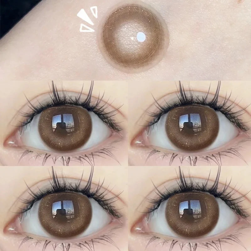 Colored Contact Lenses for Eyes Brown High Quality Lense with Degree Natural Beauty Eye Contacts Lenses Yearly 1 Pair