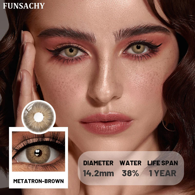 2Pcs New Colored Contact Lenses Grey Blue Green Series Soft And Comfortable BrownContact Lenses Yearly Beautiful Pupils