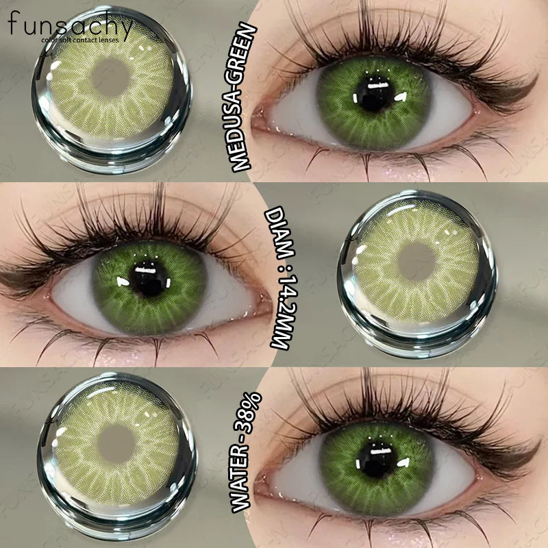 2PCS Colored Eye Lenses Brown Colorcon Contact Lenses Grey High Quality Natural Pupils Blue Cosmetic Beauty Lens Yearly