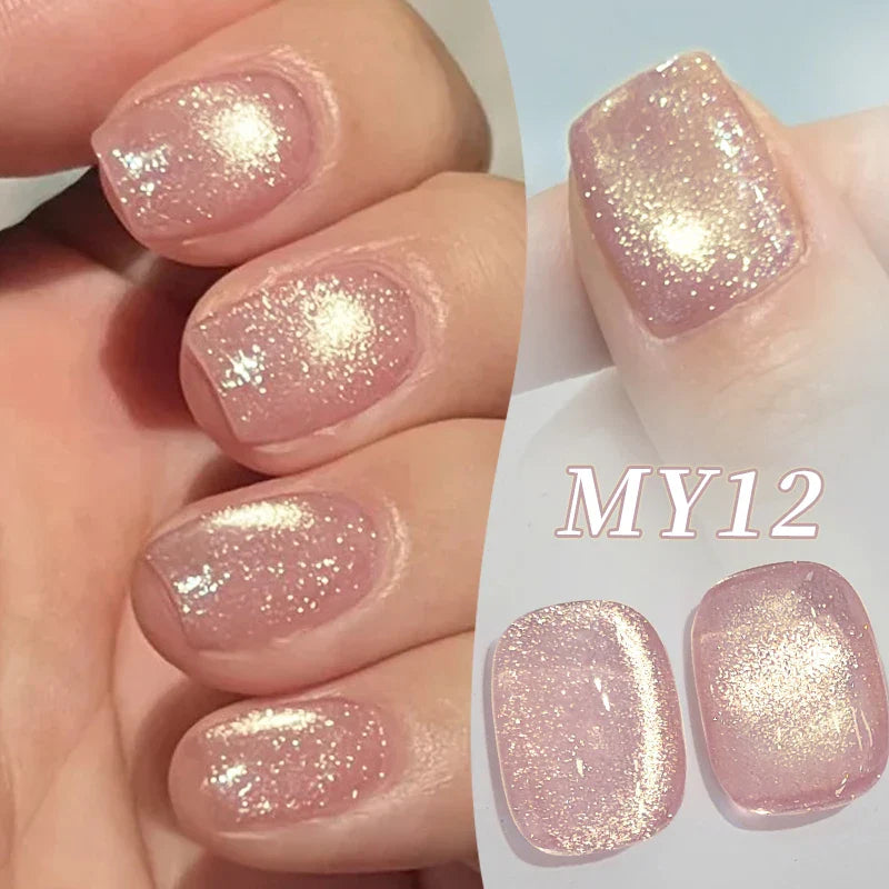 Pink Light Flow Cat Magnetic Gel Nail Polish 10ml Holographics Shining Line Magnetic Long Lasting DIY Salon Varinsh
