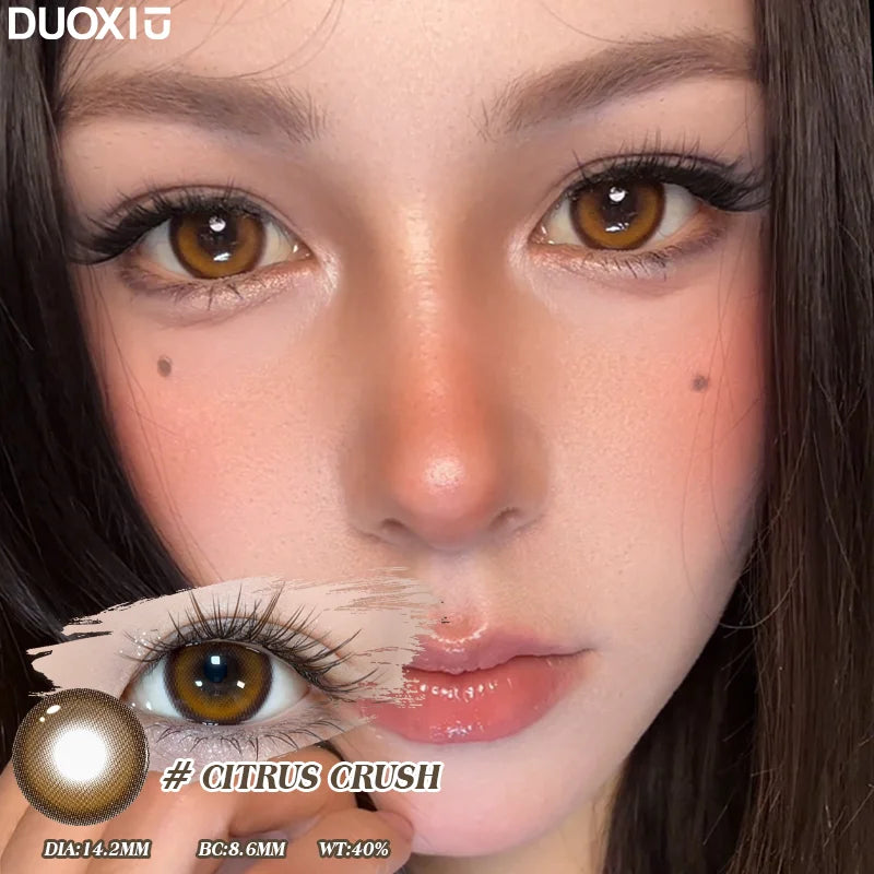 1 Pair Brown Eye Lenses Korean Natural Color Contact Lenses with Degree Black Orange Beautiful Pupil Fast Shipping