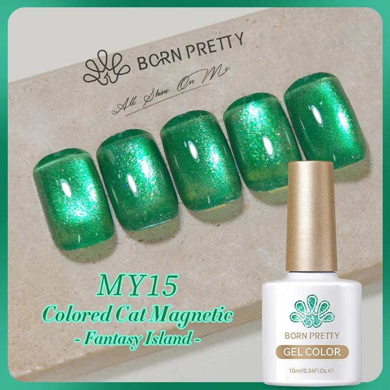 10ml Leopard Cat Magnetic Eye Gel Nail Polish Autumn Night Coffee Brown Glass Beads Soak Off UV LED Manicure Nail Ar