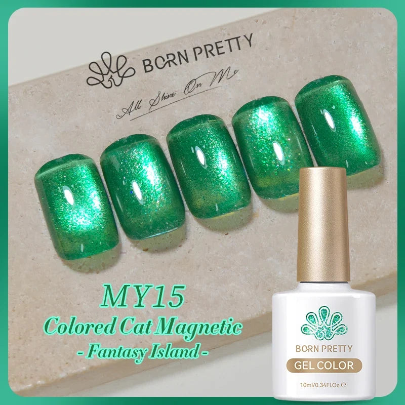 10ml Leopard Cat Magnetic Eye Gel Nail Polish Autumn Night Coffee Brown Glass Beads Soak Off UV LED Manicure Nail Ar