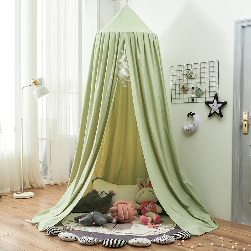 No-Drill round Top Bed Canopy Children's Windproof Baby Bed Light Blocking Mosquito Net Ceiling Mounted Bed Tent Bed Curtain