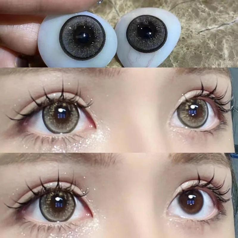 Black Large Diameter Color Contact Lenses Men 1pair/2pcs Color Cosmetics Fashion Accessories with Diopter Prescription Lenses
