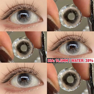 Eye Eyes Color Contacts Colored Contact Lenses Lens Small Pupil Cosmetics Cosplay Black 2Pcs 12 Months 1 Year Yearly Use