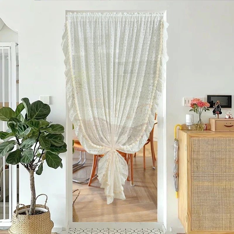 Transparent Lace Door Curtain Bedroom Mosquito Net Bloing Curtain No Punching Required Light Filtering Human Invisible