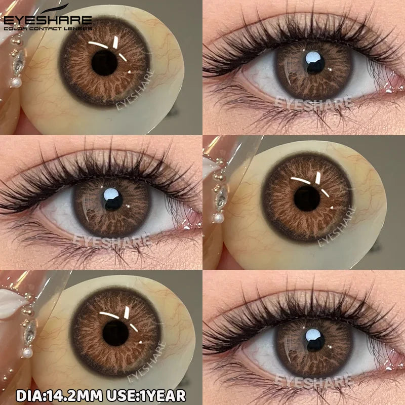 1pair/2pcs Blue Contact Lenses Color Contacts for Eyes Brown Eye Lenses Gray Lenses Yearly Cosmetic Makeup Eye Contacts