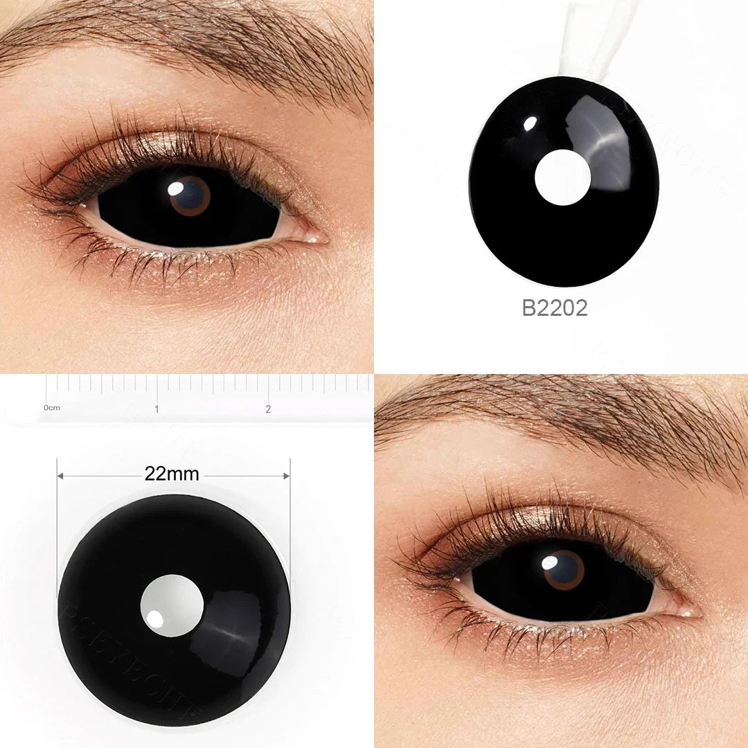 22mm Sclera Lens 2 Pieces Halloween Contact Lenses Cosplay Lens White Lenses Red Mesh Full Eye Crazy Lenses Accessories