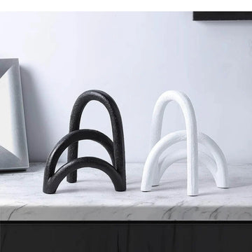 Geometric Arch Shaped Resin Ornaments Desktop Black and White Handicraft Modern Home Decoration