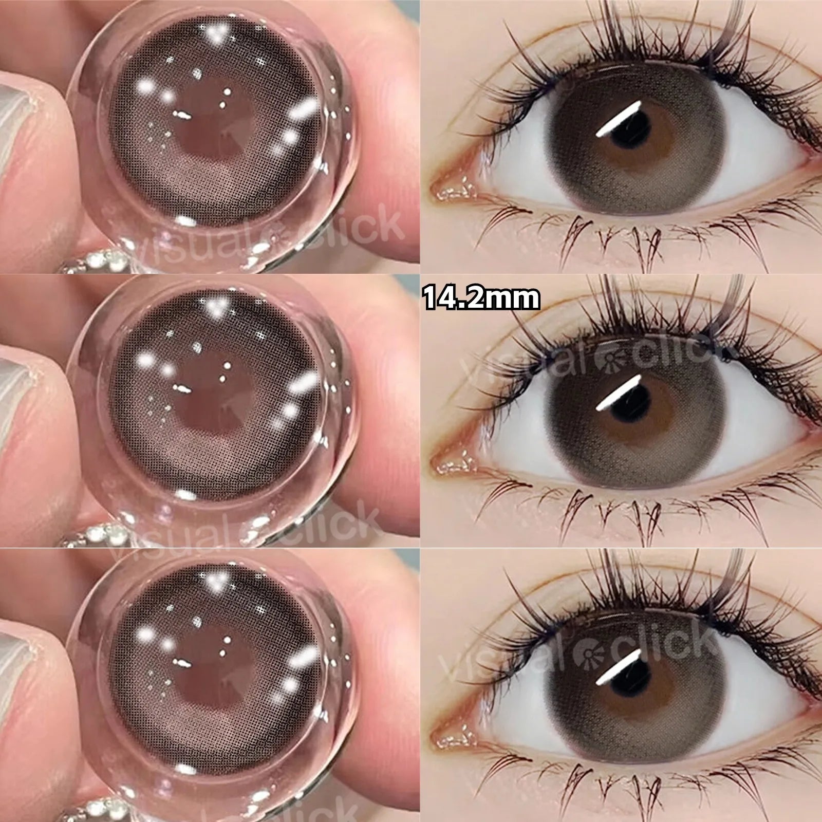 VisualClick Colored Contact Lens Nature Brown 2Pcs/Pair Year New Lenses with Myopia Degree Grade 0.00- 8.00 Soft Lens