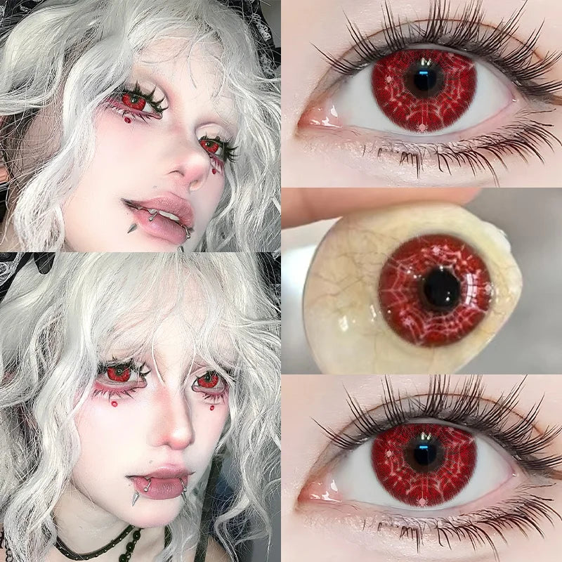 New 1pair Cosplay Colored Contact Lenses Myopia Pink Color Contacts with Power 6-12 Months  Halloween Anime