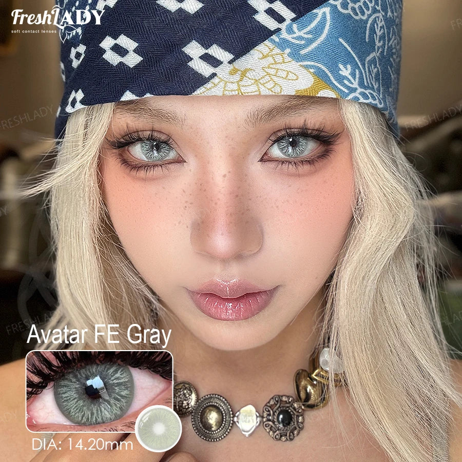 1 Pair Colored Contact Lenses Natural Brown Pupils Eyes Contact lenses Gray Soft Contacts 14.20mm