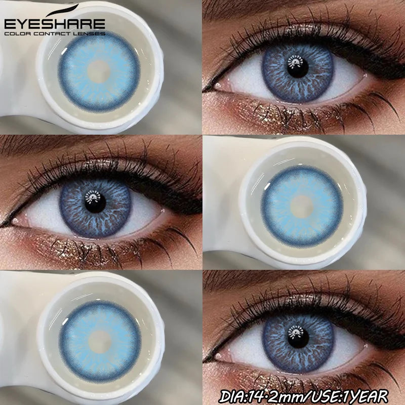 1Pair Fashion Colored Contact Lenses for Eyes Big Blue Eye Lens Natural Yearly Cosmetics Beauty Women Men Pupils