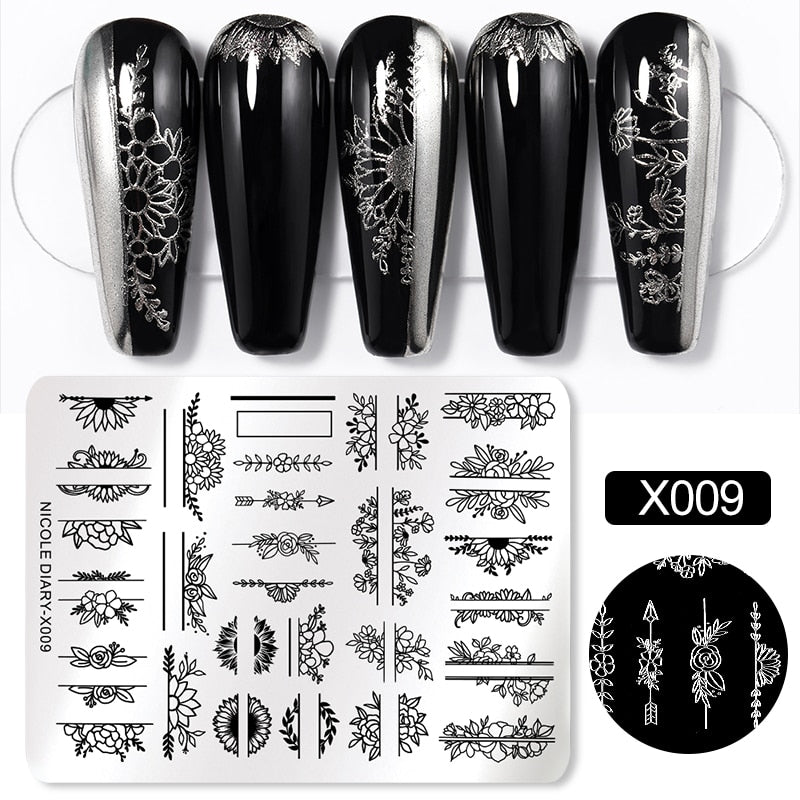Halloween Series Nail Art Stamping Plates Snake Butterfly Designs Nail Polish Flower Printing Stamp Template Tools
