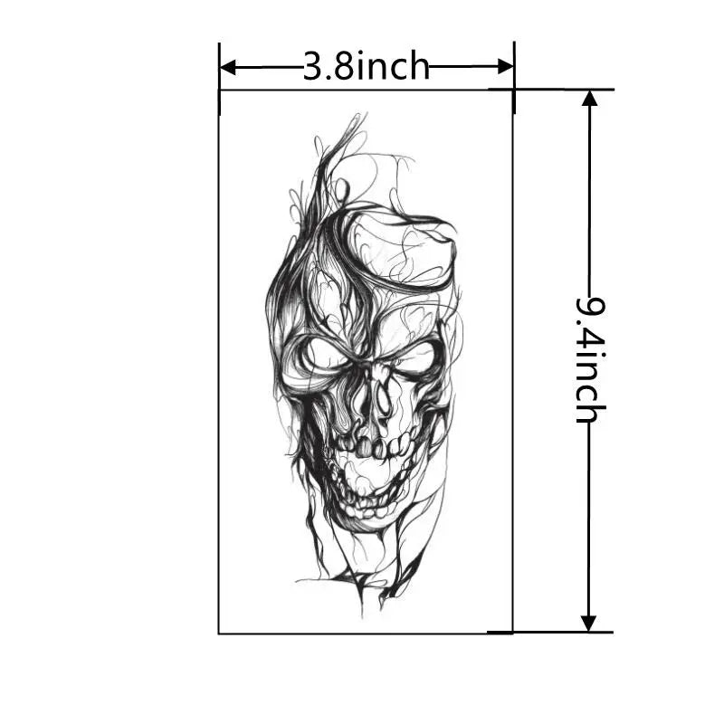 15 Days Waterproof Tattoo Sticker Skull Flower Half Arm Temporary Tattoo