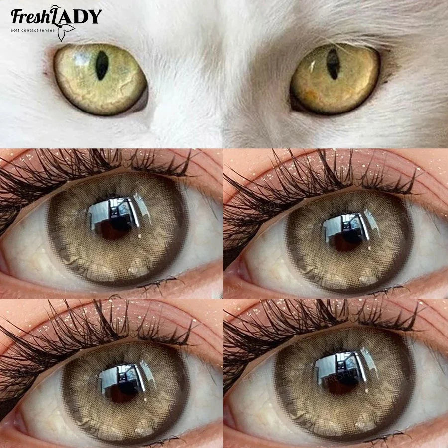 1 Pair Najia Series Colored Contact Lenses Natural Brown Pupils Blue Eyes Contact lenses Gray Soft Contacts 14.20mm