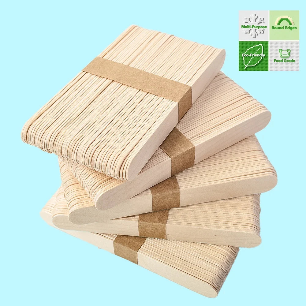 50/100/200pcs Wooden Ice Cream Sticks, Wax Stirring Sticks, DIY Craft Supplies, Wooden Sticks for Classroom Art, Mixing Sticks