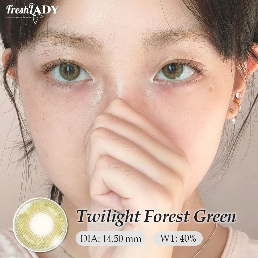 1 Pair Twilight Forest Series Colored Contact Lenses Natural Green Pupils Eyes Contact lenses Soft Contacts 14.50mm