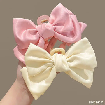 Cute double-sided hair accessory shark clip oversized bow satin French style fresh three-dimensional princess bow temperament