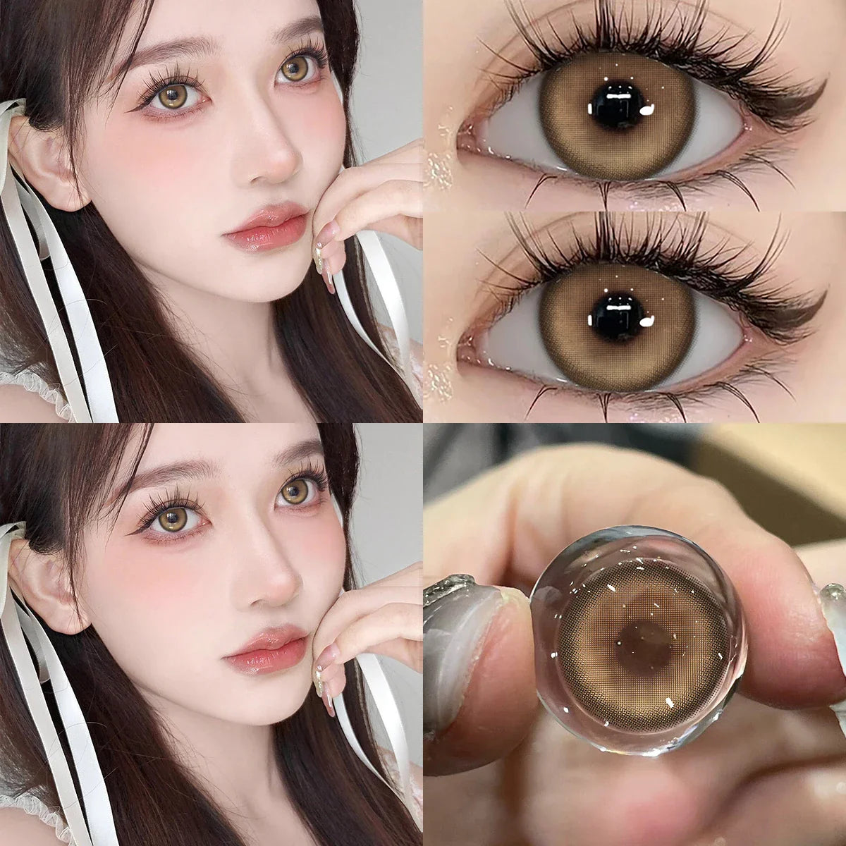 0~-6.00 Natural Korean Lenses 1Pair Colored Contact Lenses Brown Lenses Blue Eye Fashion Lenses