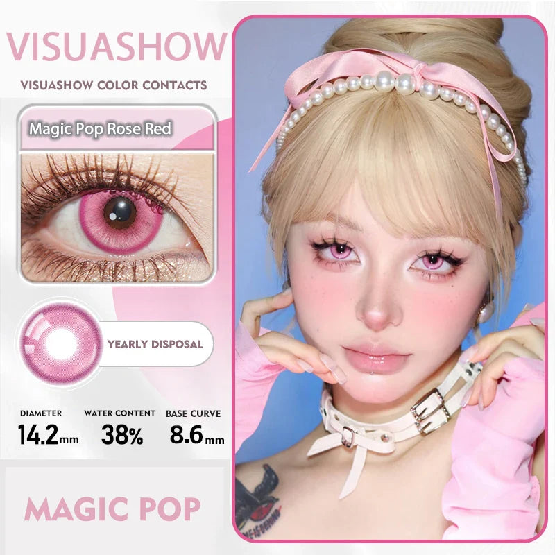 14.20 Blue Small Pupil Cosplay Colored Contact Lenses, 1 Pair Yearly Wear Eye Lenses for Halloween Themed Cosplay