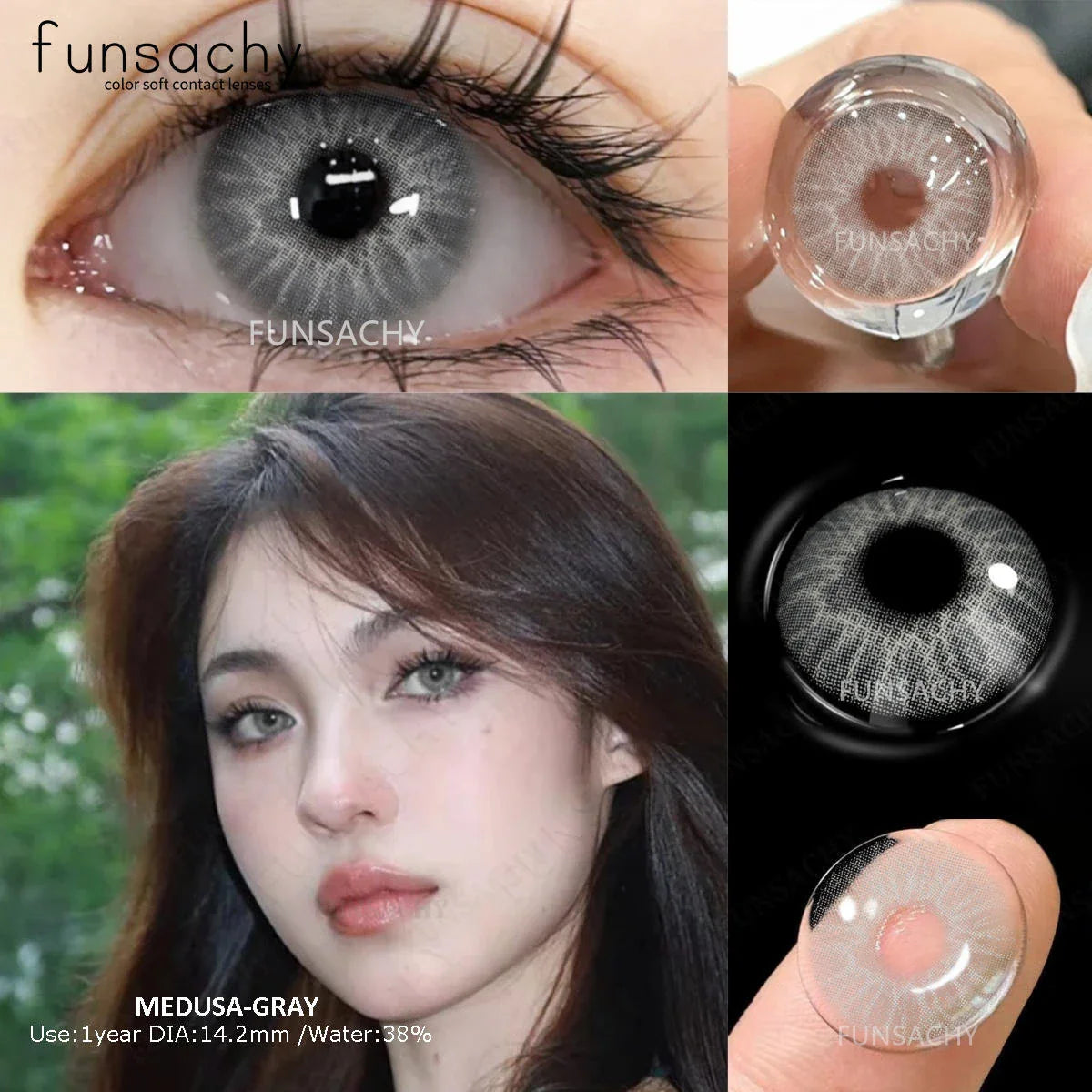 1 Pair Big Eyes Colored Contact Lenses Natural Brown Eyes Lens Gray Pupils Eyes Makeup Korean Style Contact Yearly Use