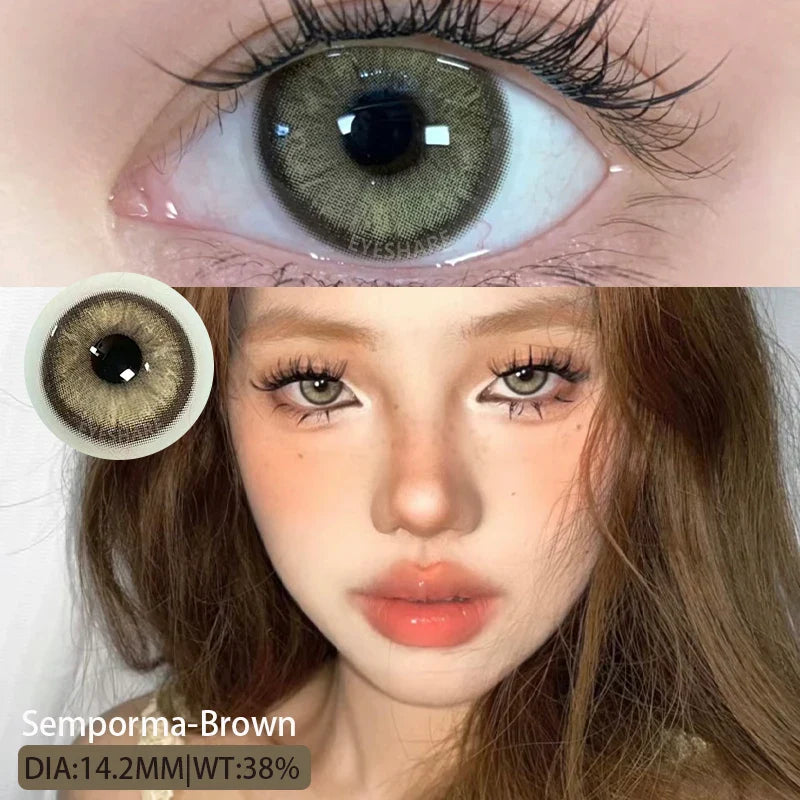 1pair Blue Contact Lenses For Eyes Korean Cute Lens Eye Makeup Pupil Brown Softlenses Women's color contact lenses