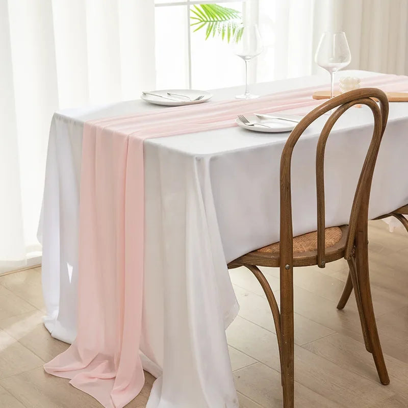 Beautiful Soft Chiffon Table Runner Tablecloth Wedding Bridal Party Home Decor Chair Sash Party Decoration Banquet Supplies 1pc