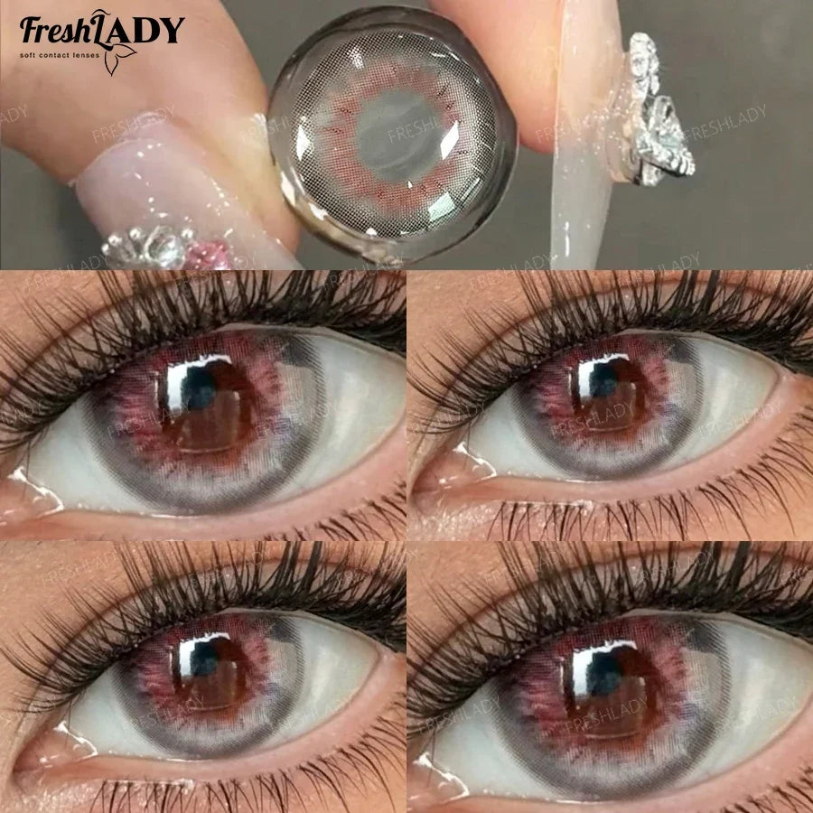 1 Pair Early Autumn Series Colored Contact Lenses Gray Eyes Natural Brown Eyes Contact Makeup Beauty 14.20mm Yearly